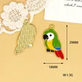 Close-up of colorful bird enamel charm showing front, back, and 29mm dimensions info - Parrot (L)