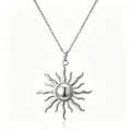 Collana con ciondolo a sole argento con raggi a fiamma su catena minimalista - Collana Sun Steel - 1