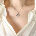 Collar vintage francés de acero de titanio con colgante de estrella negra para mujer - 40+5cm / Plateado