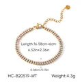 Close-up of titanium steel double-row crystal bracelet with measurements and weight - Double Row Pave Starlight Style(XZ-B20519-WT) / Starlight White