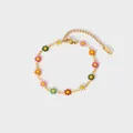 Bracciale a margherita colorato in acciaio inossidabile placcato oro 18 carati con ciondoli - Margherita Multicolore (YYB023044-M)