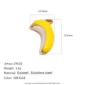 Minimalist banana enamel pendant in 18K gold plated stainless steel for DIY jewelry - Banana Style (C9632) / Gold