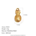 Creative 18K gold plated stainless steel pineapple pendant charm for DIY jewelry making - Pineapple Style (C9633) / Gold