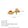 Detailed stainless steel 18K gold-plated high heel shoe pendant with red enamel - High Heel Style (C9636) / Gold