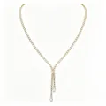 Élégant collier en Y doré avec zircons et pendentifs étincelants de taille marquise - Collier / Or avec Zirconia Blanc