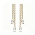 Elegant gold plated drop earrings featuring sparkling marquise and square cut cubic zirconia - Earrings / Gold with White Zirconia