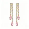 Elegant gold-plated tennis earrings with sparkling pink marquise-cut cubic zirconia stones - Earrings / Gold with Pink Zirconia
