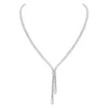 Elegant silver-tone Y-shape zircon necklace with marquise-cut pendants. - Necklace / Silver with White Zirconia