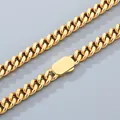 Classic 8mm gold-plated stainless steel Cuban link chain necklace with a high polished finish - Necklace 45cm / Gold