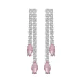 Elegant silver tone drop earrings featuring marquise pink stones and brilliant white zircons - Earrings / Silver with Pink Zirconia