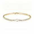 Elegant 18k gold plated tennis bracelet featuring a marquise cut zircon center stone - Bracelet / Gold with White Zirconia