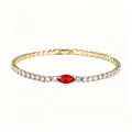 Luxury gold-plated tennis bracelet featuring marquise red zircon and white CZ stones - Bracelet / Gold with Red Zirconia