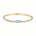 Elegant shining gold plated bracelet with marquise cut green zircon and pavé stones. - Bracelet / Gold with Blue Zircon
