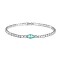 Silver tennis bracelet with marquise blue zircon and sparkling cubic zirconia stones. - Bracelet / White Gold with Blue Zirconia