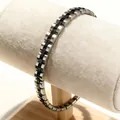 Μοντέρνο unisex βραχιόλι από ανοξείδωτο ατσάλι στυλ ρολογιού με μαύρο και ασημί σχέδιο - Βραχιόλι Στυλ Λουράκι Ρολογιού (51-B-5) / 10mm / Ατσάλι + Μαύρο