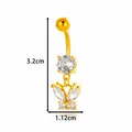 Piercing de ombligo mariposa dorada con circonitas brillantes, tamaño 3,2 cm x 1,12 cm - Estilo de Colgante de Mariposa Calada (3# Dorado) / 3.2x1.12cm / Dorado
