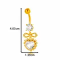 Piercing de ombligo dorado con corazón de circón, lazo y barra de acero, 4,03 cm largo - Estilo de Colgante de Corazón con Lazo (6# Dorado) / 4.03x1.39cm / Dorado