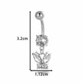 Piercing ombligo plata con colgante mariposa de circonita, 3,2 cm x 1,12 cm. - Estilo de Colgante de Mariposa Calada (3# Plateado)