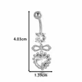 Piercing de ombligo plateado con lazo y corazón de circonita, 4.03x1.39cm - Estilo de Colgante de Corazón con Lazo (6# Plateado)