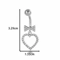 Piercing para el ombligo con colgante de corazón y lazo con circonitas 3,29 cm - Estilo de Corazón Calado con Lazo (9# Plateado)