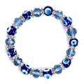 Blue Evil Eye beaded bracelet with sparkling light blue crystal accents for protection - Dark Blue Crystal Evil Eye Style (Style-1)