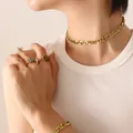 Vintage gold plated titanium steel jewelry set with green zircon and gemstones - P256-Gold Tone Light Green Zirconia Necklace
