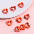 Orange heart-shaped ceramic beads with black ink pattern for DIY jewelry making - 12x13mm (4 Pieces/Pack) / Orange Series