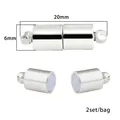 Silver cylindrical magnetic jewelry clasp for DIY bracelets and necklaces, 6mm x 20mm - 20x6mm (Set of 2) / Silver