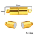 Polished gold cylindrical magnetic jewelry clasps for bracelets, size 20mm x 6mm - 20x6mm (Set of 2) / Gold