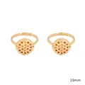 14K vergulde honingraat ringbasis met verstelbare 19 mm band voor DIY-sieraden - Holle Ronde Schijf Ring (FGT233) / 18K Verguld