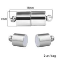 Silver alloy cylindrical magnetic clasp for DIY jewelry with size marks 18x7mm - 18x7mm (Set of 2) / White Gold