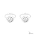 14K verzilverde verstelbare ringvoet met 19mm geperforeerde ronde schijf voor DIY craft - Holle Ronde Schijf Ring (FGT233) / Zilver