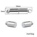 Silberne zylindrische Magnetverschlüsse für Ketten mit 20mm Länge und 5mm Durchmesser - 20x5mm (2er-Set) / Weißgold