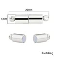 Poliert silberner Magnetverschluss für DIY-Schmuck, 5mm Durchmesser und 20mm Länge - 20x5mm (2er-Set) / Silber