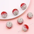 DIY Diskokugel-Perlen mit rot-rosa-weißem Farbverlauf und Strasssteinen für Schmuck - Gradient-Strassball / 16mm (1 Stück) / Rot-Rosa Verlauf