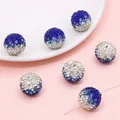 Perle disco in cristallo sfumato blu e bianco per gioielli fai-da-te e catene telefoniche - Sfera di Strass Sfumata / 16mm (1 Pezzo) / Sfumatura Blu Bianco