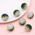 Perline fai-da-te con pavé di cristalli sfumati verdi per creazione di gioielli fatti a mano - Sfera di Strass Sfumata / 16mm (1 Pezzo) / Sfumatura Verde
