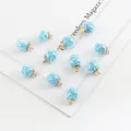 Light blue star sequin crystal glass ball charms with gold cap for DIY jewelry making - 10 Pieces/Pack / Blue Stars Glitter