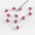 Pink and purple star sequin glass ball pendant with gold cap for DIY earring making - Purple Star Sequin Glass Ball Pendant