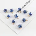 DIY glass ball pendant with blue star sequins and golden metal clasp for jewelry making - Royal Blue Star Sequin Glass Ball Pendant