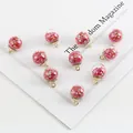 Set of 10 clear glass ball pendants filled with red star sequins for DIY jewelry making - Red Star Sequin Glass Ball Pendant