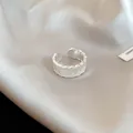 Macro detail of elegant silver lace ring with sparkling zircon flower pattern and open band - Silver Lace Petal Open Style (40#)