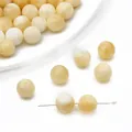 DIY jewelry round beads in light yellow and milky white finish for handmade bracelets - 8mm (10Pcs/Pack) / Apricot