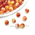 Orange and white marble texture round beads with metal eye pin for DIY jewelry making - Orange Red Yellow