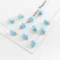 Light blue star sequin crystal glass ball charms with gold loops for DIY jewelry making - Blue Star Sequin Glass Ball Pendant