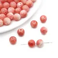 Pink and orange marble texture round beads for DIY handmade jewelry crafting - Watermelon red
