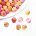 DIY colorful round beads with natural dye patterns for handmade jewelry bracelets - 8mm (10Pcs/Pack) / Peach Pink