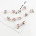 Miniature glass ball charms with colorful star sequins and gold hooks for DIY earrings - Multicolor Star Sequin Glass Ball Pendant
