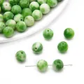 Green and white marble texture ceramic round beads for DIY jewelry making and bracelets - 8mm (10Pcs/Pack) / Green