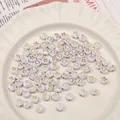 7x4mm weiße Acrylperlen mit goldener Mond- und Sternenprägung für DIY Armbänder - 7x4mm (50 Stück/Packung) / Weiß mit Golddruck